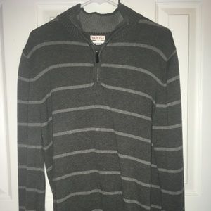 Grey striped half-zip sweater